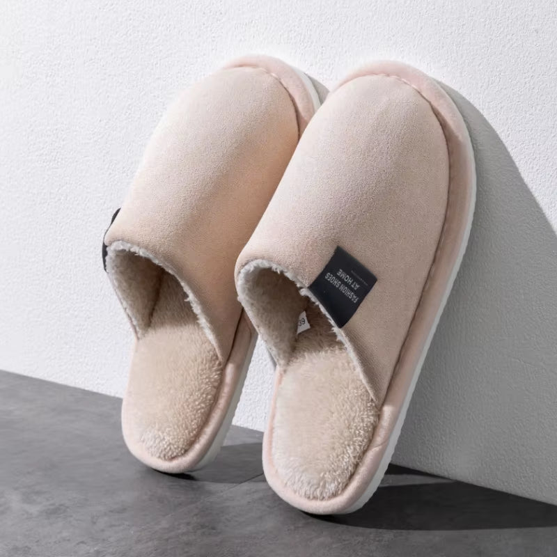 Cozy Winter Warm Slippers for Men - Non-Slip, Soft Plush Indoor Shoes with Flat Heel