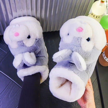 Cozy Up This Winter with Our Plush Lined Indoor Slippers - Stylish Couples Platform Snow Boots for All!