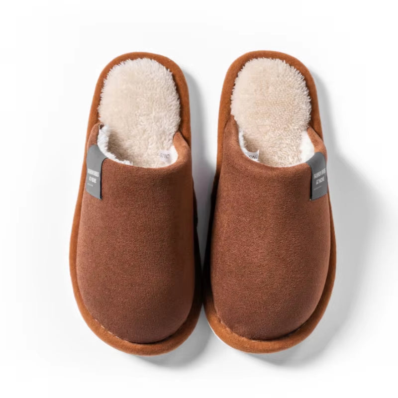 Cozy Winter Warm Slippers for Men - Non-Slip, Soft Plush Indoor Shoes with Flat Heel