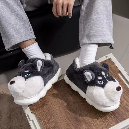 Adorable Cartoon Dog Indoor Slippers for Couples - Cozy and Warm Footwear for Home