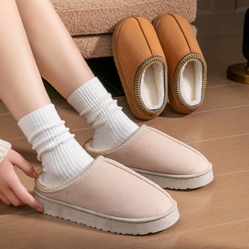 Cozy Women's Plush Slippers for Winter - Warm House Shoes with Thick EVA Sole for Indoor and Outdoor Comfort