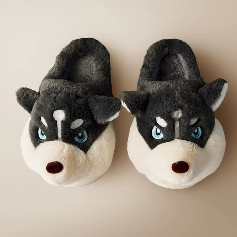 Adorable Cartoon Dog Indoor Slippers for Couples - Cozy and Warm Footwear for Home