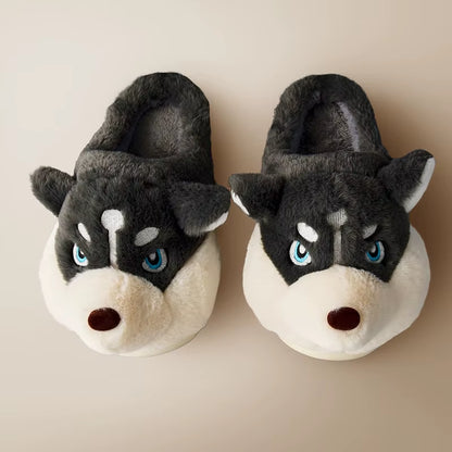Adorable Cartoon Dog Indoor Slippers for Couples - Cozy and Warm Footwear for Home