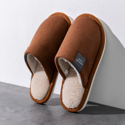 Cozy Winter Warm Slippers for Men - Non-Slip, Soft Plush Indoor Shoes with Flat Heel