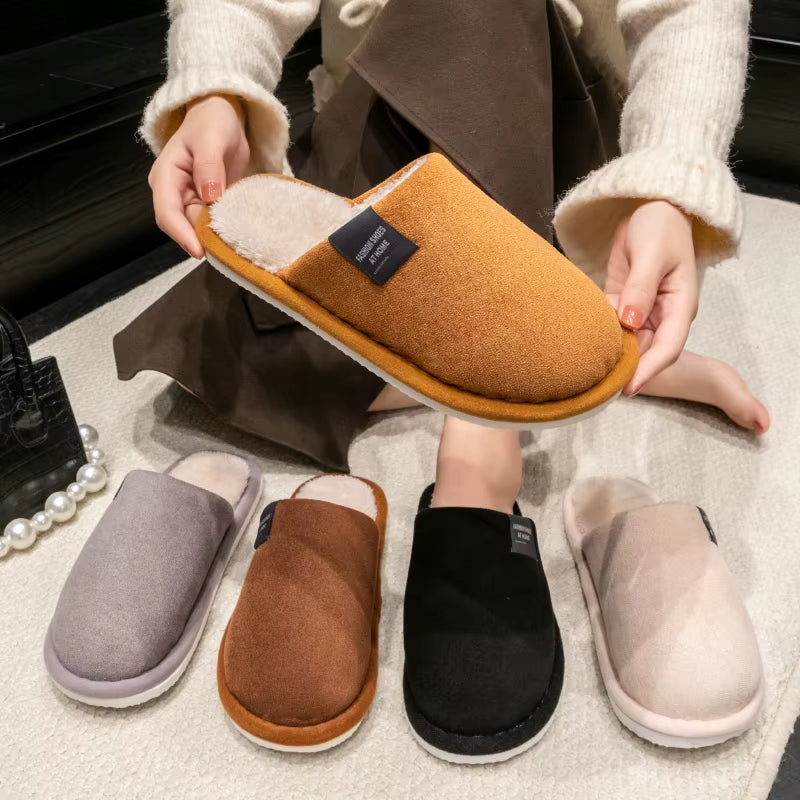 Cozy Winter Warm Slippers for Men - Non-Slip, Soft Plush Indoor Shoes with Flat Heel