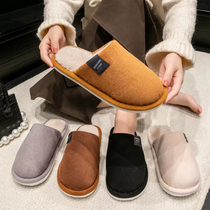 Cozy Winter Warm Slippers for Men - Non-Slip, Soft Plush Indoor Shoes with Flat Heel
