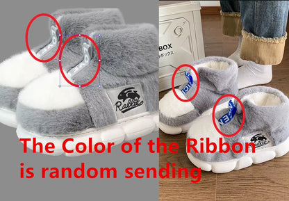 Cozy Up This Winter with Our Plush Lined Indoor Slippers - Stylish Couples Platform Snow Boots for All!