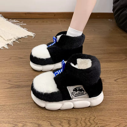 Cozy Up This Winter with Our Plush Lined Indoor Slippers - Stylish Couples Platform Snow Boots for All!