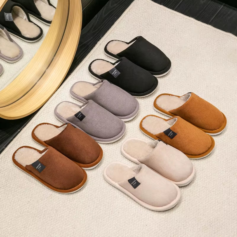 Cozy Winter Warm Slippers for Men - Non-Slip, Soft Plush Indoor Shoes with Flat Heel
