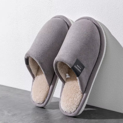 Cozy Winter Warm Slippers for Men - Non-Slip, Soft Plush Indoor Shoes with Flat Heel