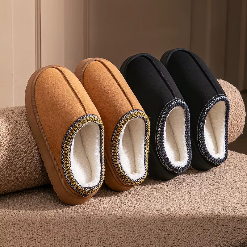 Cozy Women's Plush Slippers for Winter - Warm House Shoes with Thick EVA Sole for Indoor and Outdoor Comfort