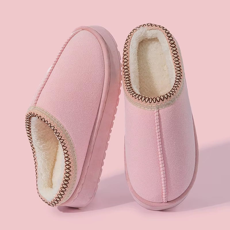 Cozy Women's Plush Slippers for Winter - Warm House Shoes with Thick EVA Sole for Indoor and Outdoor Comfort