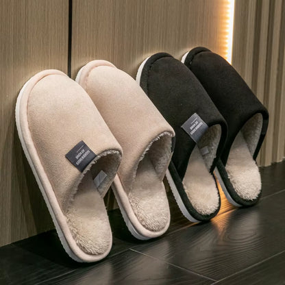 Cozy Winter Warm Slippers for Men - Non-Slip, Soft Plush Indoor Shoes with Flat Heel