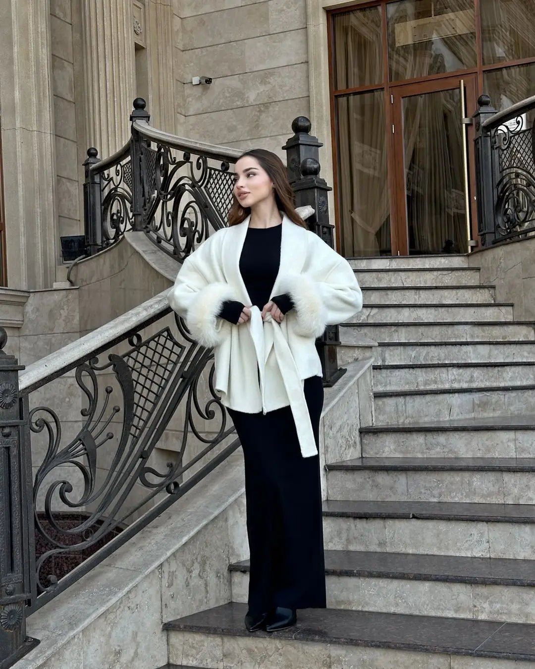 Elegant Lace Up Wool Overcoat - Sense of Shine