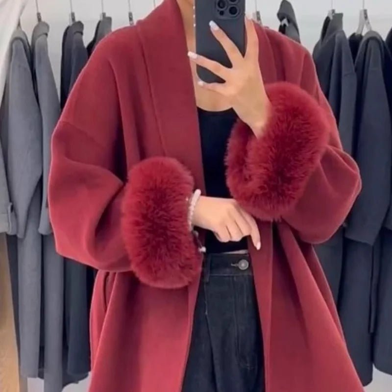 Elegant Lace Up Wool Overcoat - Sense of Shine